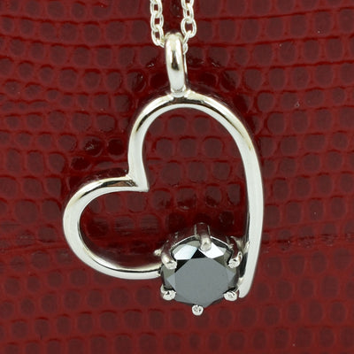 1 Ct AAA Quality Heart Shape Black Diamond Solitaire Pendant - ZeeDiamonds