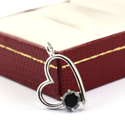 1 Ct AAA Quality Heart Shape Black Diamond Solitaire Pendant - ZeeDiamonds