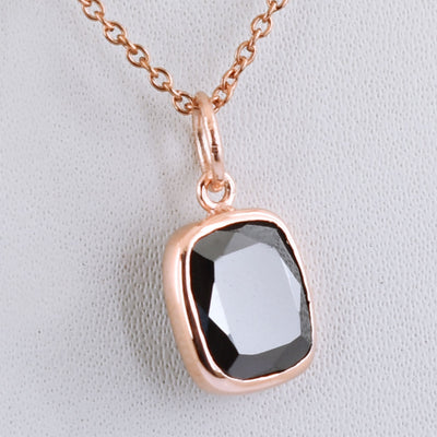 3 Cts AAA Certified Black Diamond Pendant in Bezel Setting - ZeeDiamonds
