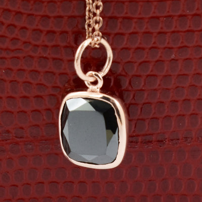 3 Cts AAA Certified Black Diamond Pendant in Bezel Setting - ZeeDiamonds