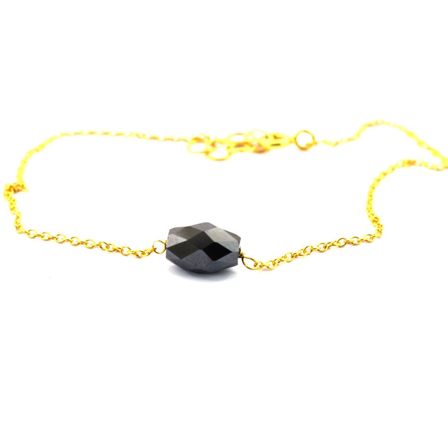 4 Ct Checker Cut Black Diamond Chain Bracelet, AAA Quality - ZeeDiamonds