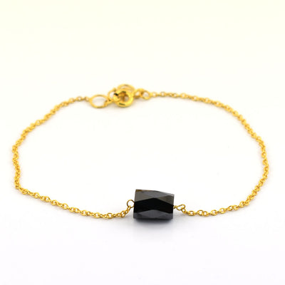 3.80 Ct Pipe Cut Black Diamond Silver Chain Bracelet In Yellow Gold - ZeeDiamonds