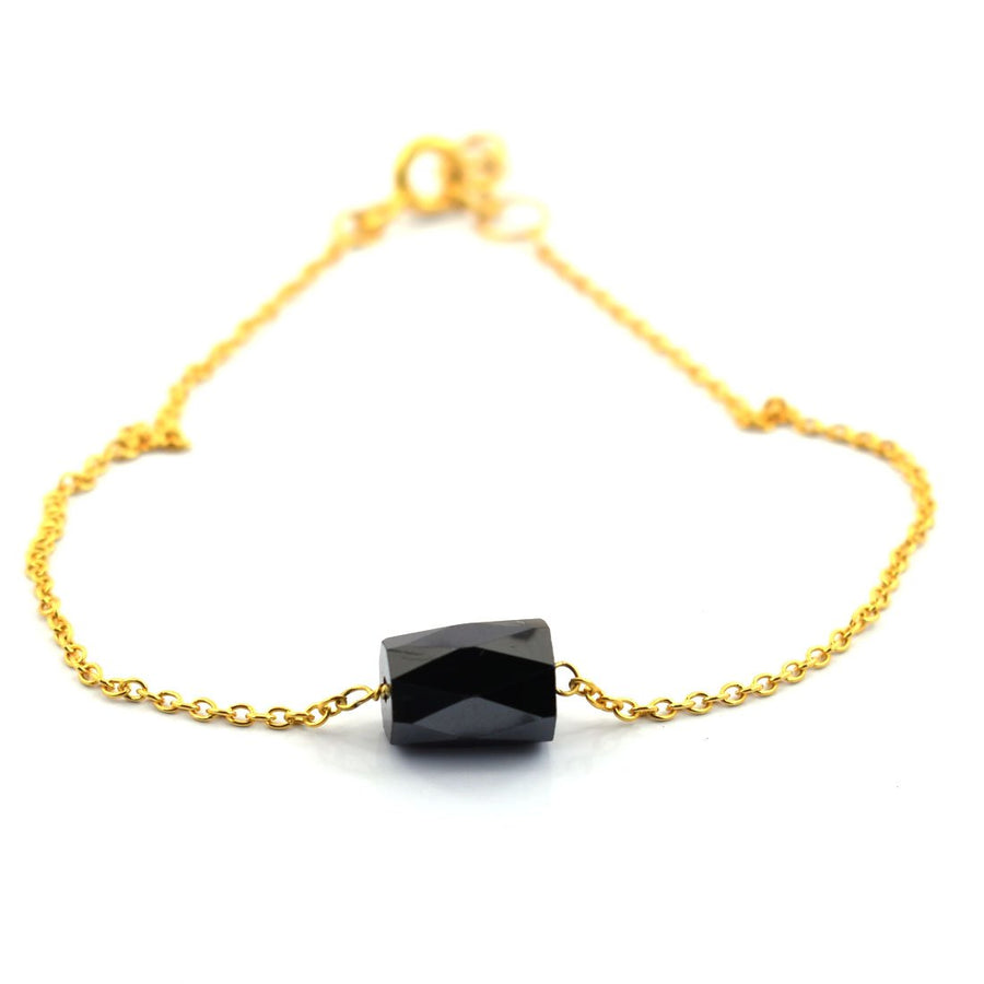 3.80 Ct Pipe Cut Black Diamond Silver Chain Bracelet In Yellow Gold - ZeeDiamonds