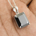 4 Ct, Certified Black Diamond Solitaire Pendant In White Gold Finish - ZeeDiamonds