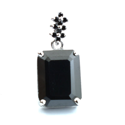 4.5 Ct Radiant Cut Black Diamond Pendant With Diamond Accents - ZeeDiamonds