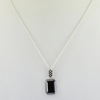 4.5 Ct Radiant Cut Black Diamond Pendant With Diamond Accents - ZeeDiamonds