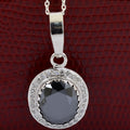 4.5 Ct Oval Faceted Black Diamond Pendant with White Diamond Accents - ZeeDiamonds