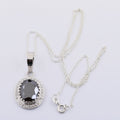 4.5 Ct Oval Faceted Black Diamond Pendant with White Diamond Accents - ZeeDiamonds