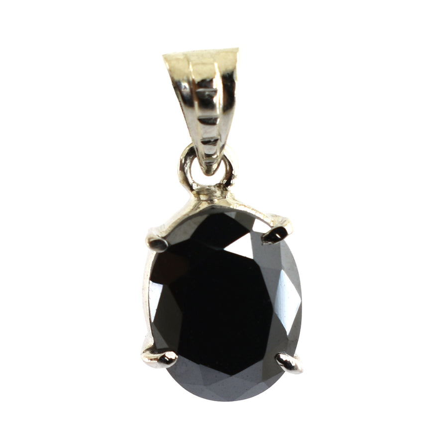 Oval Shape Black Diamond Pendant in 4 Prong Setting - ZeeDiamonds