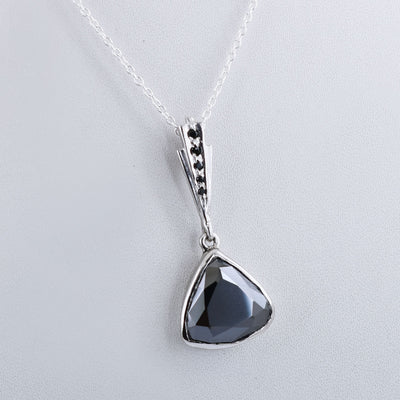 Trillion Cut Black Diamond Pendant With Black Diamond Accents - ZeeDiamonds