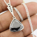 Trillion Cut Black Diamond Pendant With Black Diamond Accents - ZeeDiamonds