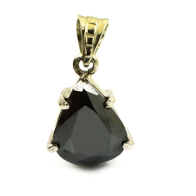 3 Ct, Elegant Pear Shape Black Diamond Solitaire Pendant in 925 Sterling Silver - ZeeDiamonds