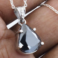 3 Ct, Elegant Pear Shape Black Diamond Solitaire Pendant in 925 Sterling Silver - ZeeDiamonds