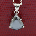 3 Ct, Elegant Pear Shape Black Diamond Solitaire Pendant in 925 Sterling Silver - ZeeDiamonds