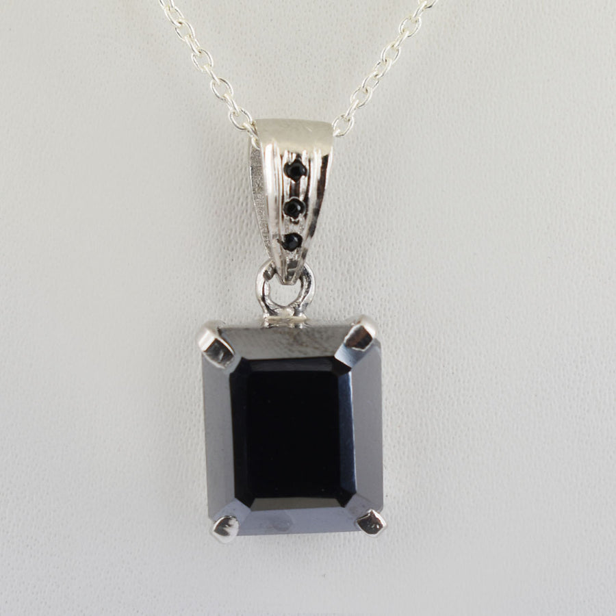 4.5 Ct AAA Certified Black Diamond Solitaire Pendant With Black Diamond Accents - ZeeDiamonds
