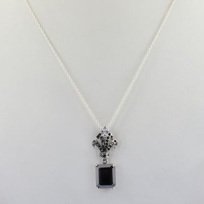 4 Ct Black Diamond Solitaire Designer Accents Pendant, Great Shine & Luster - ZeeDiamonds