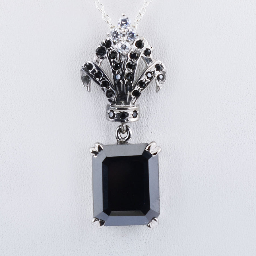 4 Ct Black Diamond Solitaire Designer Accents Pendant, Great Shine & Luster - ZeeDiamonds