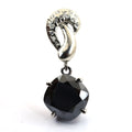 3-4 Ct Black Diamond Pendant with White Diamond Accents - ZeeDiamonds