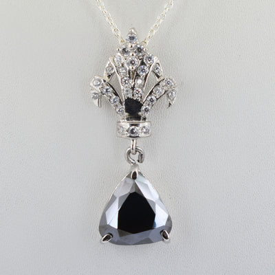 3.5 Ct Trillion Shape Black Diamond Pendant With White Diamond Accents - ZeeDiamonds