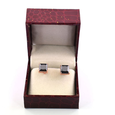 3 Ct AAA Certified Princess Cut Black Diamond Solitaire Studs in 925 Silver - ZeeDiamonds