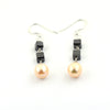 14 Ct Cube Shape 100% Certified Black Diamonds Beads And Pearl Gemstone Drop Earring - ZeeDiamonds