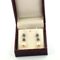 14 Ct Cube Shape 100% Certified Black Diamonds Beads And Pearl Gemstone Drop Earring - ZeeDiamonds