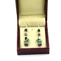 6x8 mm, Certified Black Diamond & Emerald Dangler Silver Earrings - ZeeDiamonds