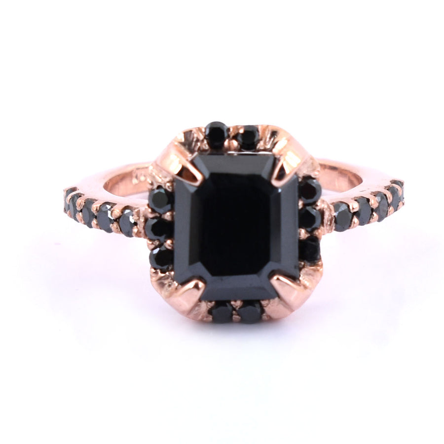 3 Carat Black Diamond with Black Diamond Accents Engagement Ring For Women's - ZeeDiamonds