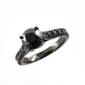 2.5 Ct Black Diamond Solitaire Ring with Black Diamond Accents - ZeeDiamonds