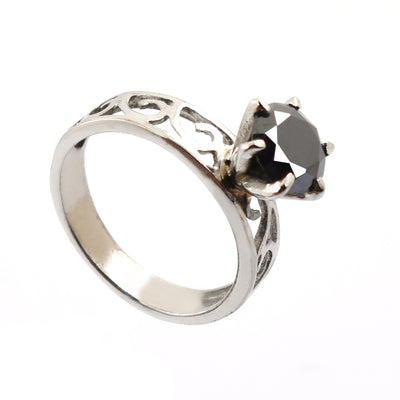 2 Ct Brilliant Cut Black Diamond Solitaire Designer Ring For Gift - ZeeDiamonds