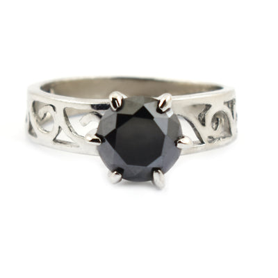 2 Ct Brilliant Cut Black Diamond Solitaire Designer Ring For Gift - ZeeDiamonds