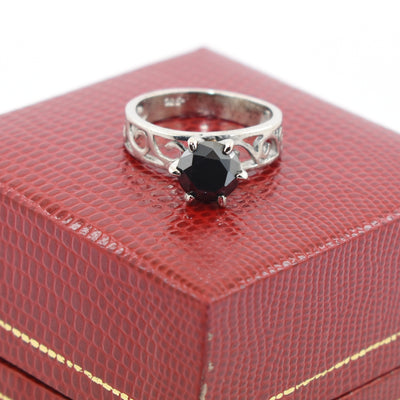 2 Ct Brilliant Cut Black Diamond Solitaire Designer Ring For Gift - ZeeDiamonds