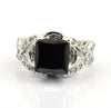 3 Ct Black Diamond Ring With White Diamond Accents - ZeeDiamonds