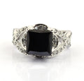 3 Ct Black Diamond Ring With White Diamond Accents - ZeeDiamonds