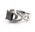 3 Ct Black Diamond Ring With White Diamond Accents - ZeeDiamonds