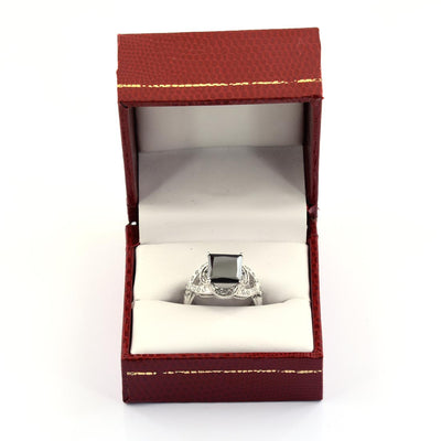 3 Ct Black Diamond Ring With White Diamond Accents - ZeeDiamonds