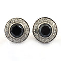 2 Ct AAA Certified Black Diamond Solitaire Studs with Diamond Accents - ZeeDiamonds