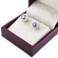 2 Ct AAA Certified Black Diamond Solitaire Studs with Diamond Accents - ZeeDiamonds