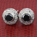 2 Ct AAA Certified Black Diamond Solitaire Studs with Diamond Accents - ZeeDiamonds