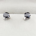 3 Ct AAA Certified Black Diamond Studs in 925 Silver, 3 Prong Setting - ZeeDiamonds