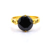 4 Ct Round Cut Black Diamond Designer Ring In Yellow Gold, Finish - ZeeDiamonds