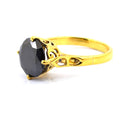 4 Ct Round Cut Black Diamond Designer Ring In Yellow Gold, Finish - ZeeDiamonds