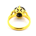 4 Ct Round Cut Black Diamond Designer Ring In Yellow Gold, Finish - ZeeDiamonds