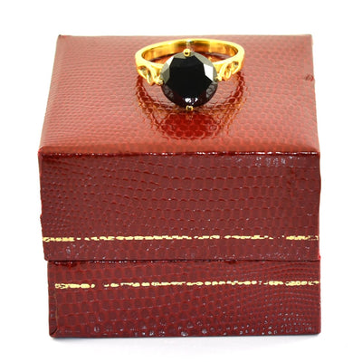 4 Ct Round Cut Black Diamond Designer Ring In Yellow Gold, Finish - ZeeDiamonds