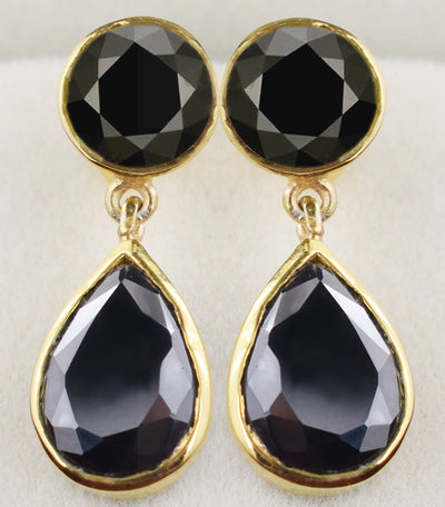 7 Carat Dangler Style Black Diamond Earrings Studs In Sterling Silver - ZeeDiamonds