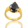 3 Ct Pear Cut Black Diamond Solitaire Ring for Men's - ZeeDiamonds