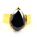 3 Ct Pear Cut Black Diamond Solitaire Ring for Men's - ZeeDiamonds