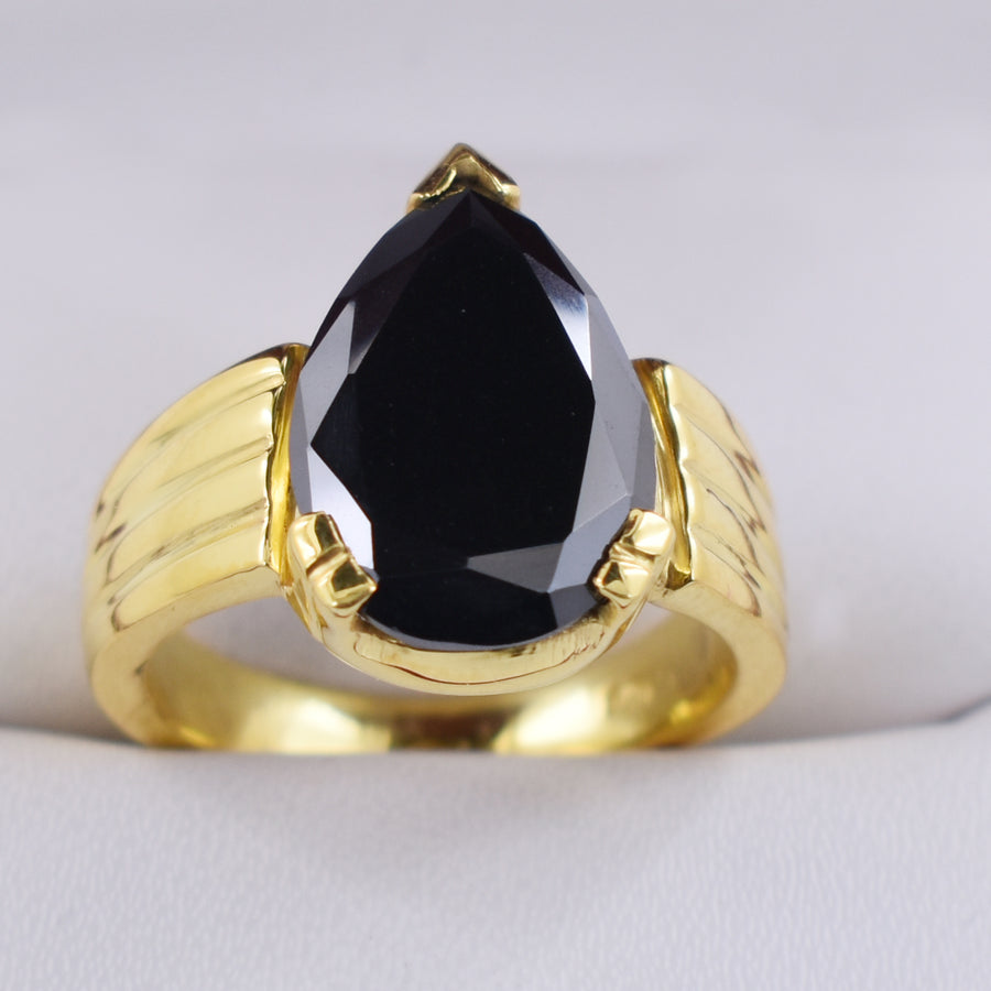 3 Ct Pear Cut Black Diamond Solitaire Ring for Men's - ZeeDiamonds