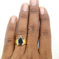 3 Ct Pear Cut Black Diamond Solitaire Ring for Men's - ZeeDiamonds