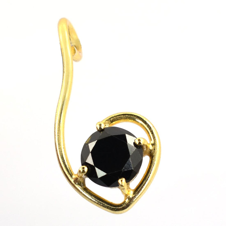 2 Ct Semi Heart Style Black Diamond Solitaire Pendant - ZeeDiamonds